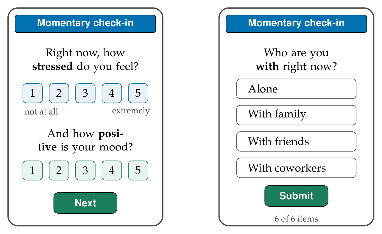 Example participant-facing prompt screens for the affect_ema protocol.